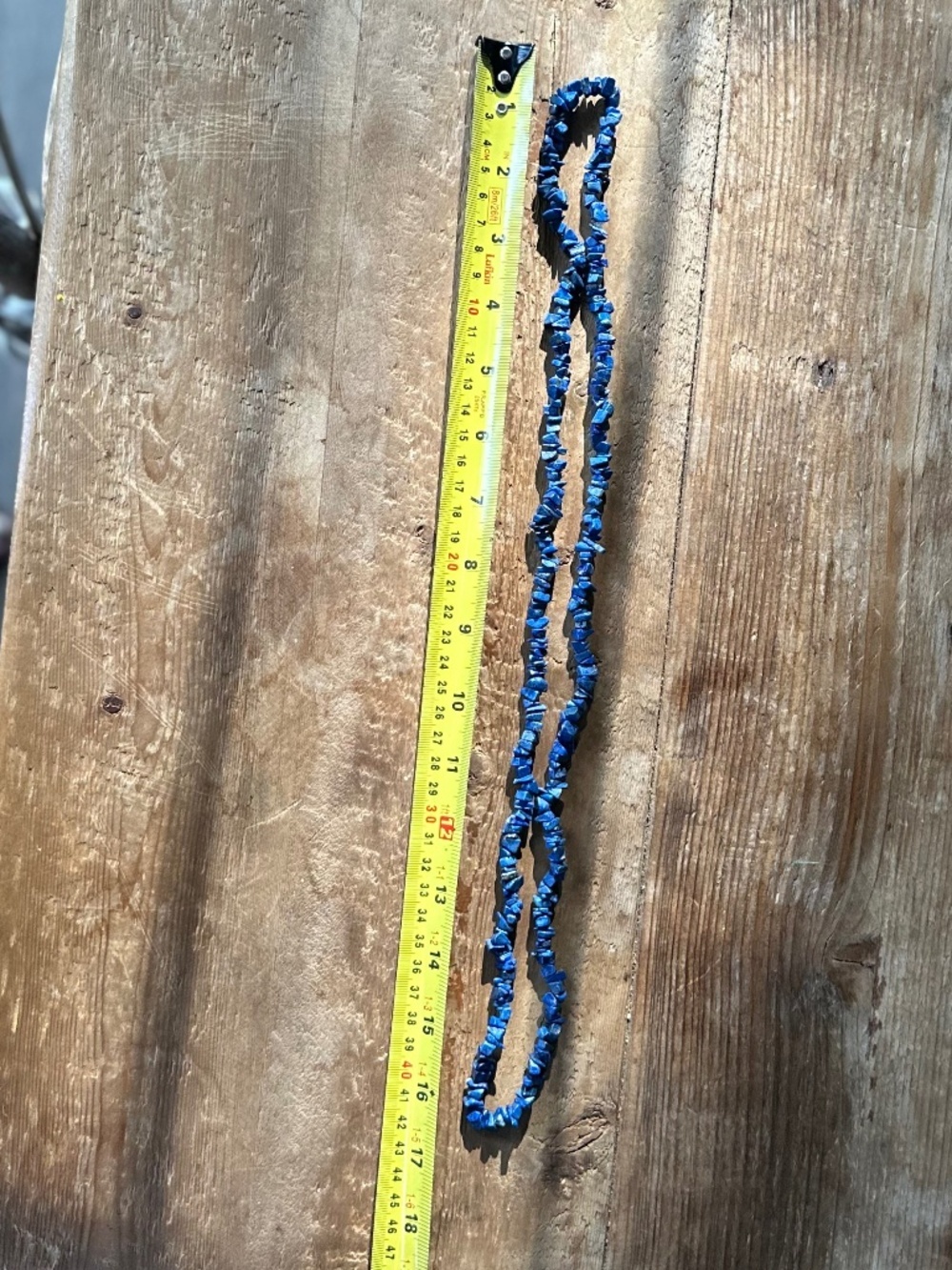 Vintage Lapis Lazuli Natural Gemstone Chip Strand Necklace - 34" Long - Picture 12 of 13